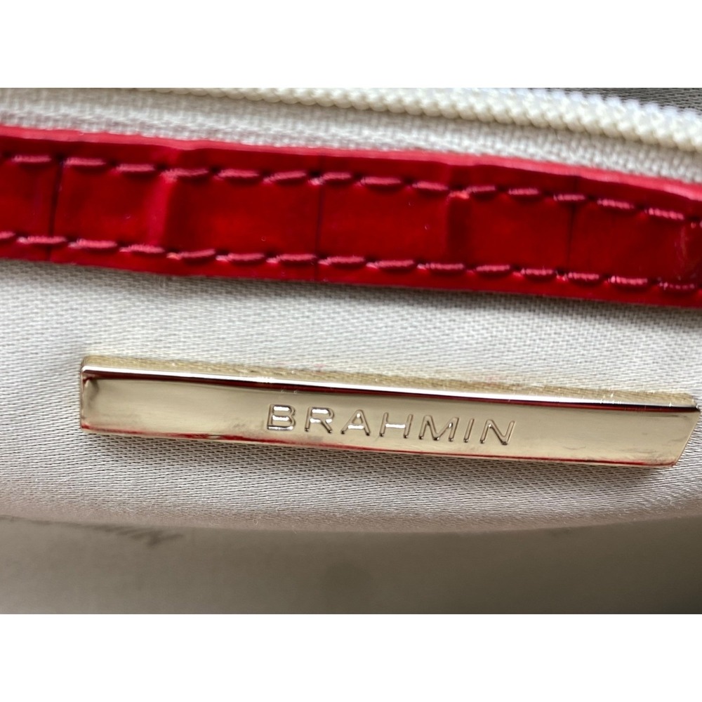 Brahmin Tia Shopper Bag Lipstick Ombre Melbourne Embossed Leather Tote Red Black - Picture 10 of 10